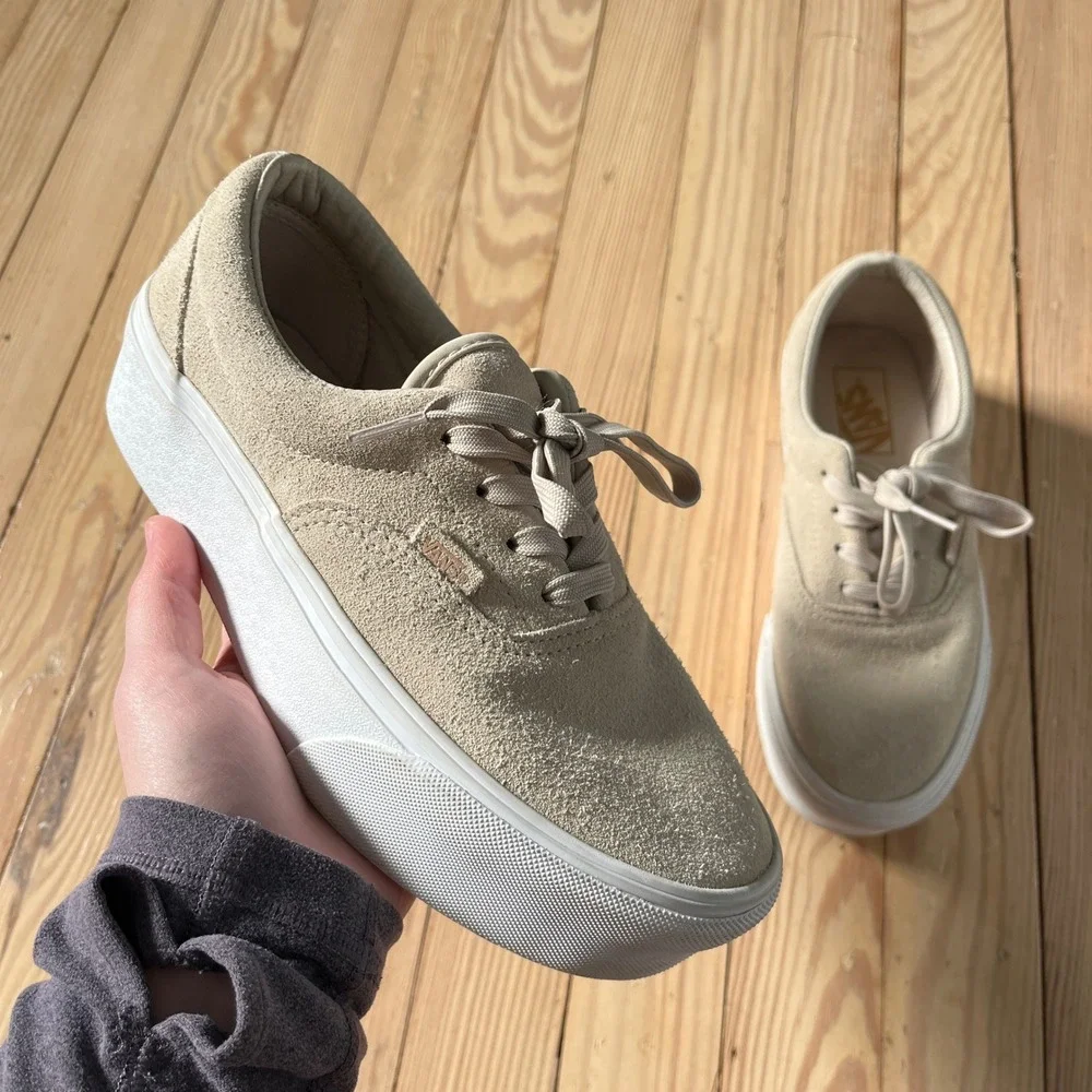Vans Era Stacked Sneakers Womens 7 Tan Suede Platform Low Top Shoes y2k neutral